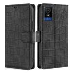 For TCL 501 4G Skin Feel Crocodile Magnetic Clasp Leather Phone Case(Black)