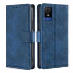 For TCL 501 4G Skin Feel Crocodile Magnetic Clasp Leather Phone Case(Blue)