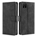 For TCL 502 Skin Feel Crocodile Magnetic Clasp Leather Phone Case(Black)