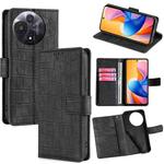 For TCL 60R 5G Skin Feel Crocodile Magnetic Clasp Leather Phone Case(Black)