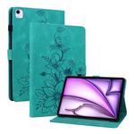 For iPad Air 11 2024 Lily Embossed Leather Smart Tablet Case(Green)