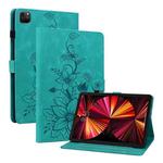 For iPad Pro 11 2022 / Air 10.9 2022 Lily Embossed Leather Smart Tablet Case(Green)