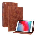 For iPad mini 5 / 4 / 3 / 2 / 1 Lily Embossed Leather Smart Tablet Case(Brown)