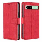 For Google Pixel 8a Skin Feel Crocodile Magnetic Clasp Leather Phone Case(Red)