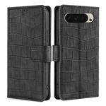 For Google Pixel 9 Skin Feel Crocodile Magnetic Clasp Leather Phone Case(Black)