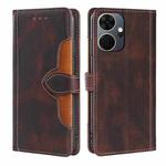 For Itel P55+ 4G Skin Feel Magnetic Buckle Leather Phone Case(Brown)
