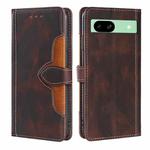 For Google Pixel 8a Skin Feel Magnetic Buckle Leather Phone Case(Brown)