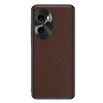 For Honor 100 Pro Genuine Leather Litchi Texture Phone Case(Coffee)