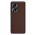 For Honor 90 Genuine Leather Litchi Texture Phone Case(Coffee)