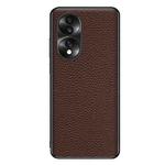 For Honor 70 Genuine Leather Litchi Texture Phone Case(Coffee)