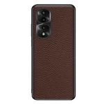 For Honor 70 Pro Genuine Leather Litchi Texture Phone Case(Coffee)