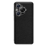 For Huawei Pura 70 Genuine Leather Litchi Texture Phone Case(Black)