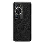 For Huawei P60 Pro Genuine Leather Litchi Texture Phone Case(Black)