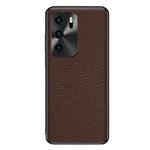 For Huawei P40 Genuine Leather Litchi Texture Phone Case(Coffee)