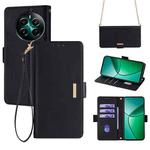 For Realme 12+ 5G Crossbody Chain Leather Phone Case(Black)
