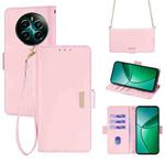 For Realme 12+ 5G Crossbody Chain Leather Phone Case(Pink)