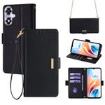 For OPPO A2X 5G / A2M 5G Crossbody Chain Leather Phone Case(Black)