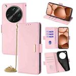 For OPPO Find X8 Ultra 5G Crossbody Chain Leather Phone Case(Pink)