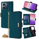 For OPPO A5x 5G Global Crossbody Chain Leather Phone Case(Green)