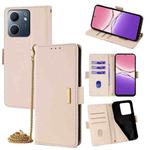 For OPPO A5x 5G Global Crossbody Chain Leather Phone Case(White)