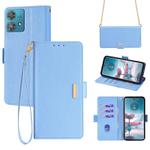 For Motorola Edge 40 Neo 5G Crossbody Chain Leather Phone Case(Blue)