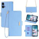 For Motorola Moto G24 5G Crossbody Chain Leather Phone Case(Blue)