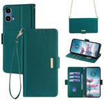 For Motorola Moto G34 5G Crossbody Chain Leather Phone Case(Green)