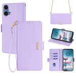 For Motorola Moto G34 5G Crossbody Chain Leather Phone Case(Purple)