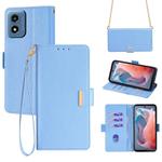 For Motorola Moto G Play 4G 2024 Crossbody Chain Leather Phone Case(Blue)