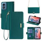 For Motorola Moto G Play 4G 2024 Crossbody Chain Leather Phone Case(Green)