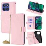 For Motorola Moto G Stylus 5G 2025 Crossbody Chain Leather Phone Case(Pink)