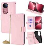 For vivo V50 5G Crossbody Chain Leather Phone Case(Pink)