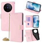 For vivo X200s 5G Crossbody Chain Leather Phone Case(Pink)