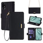 For TCL 40 XE 5G / 40X 5G / T601D Crossbody Chain Leather Phone Case(Black)