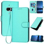 For Nothing Phone 3a YX0070 Carbon Fiber Buckle Leather Phone Case with Lanyard(Light Blue)