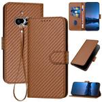 For Nothing Phone 3a YX0070 Carbon Fiber Buckle Leather Phone Case with Lanyard(Coffee)