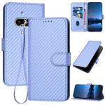 For Nothing Phone 3a YX0070 Carbon Fiber Buckle Leather Phone Case with Lanyard(Light Purple)