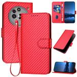 For Nothing Phone 3a Pro YX0070 Carbon Fiber Buckle Leather Phone Case with Lanyard(Red)