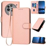 For Nothing Phone 3a Pro YX0070 Carbon Fiber Buckle Leather Phone Case with Lanyard(Pink)