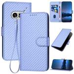 For Nothing Phone 2a YX0070 Carbon Fiber Buckle Leather Phone Case with Lanyard(Light Purple)
