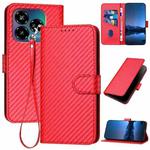 For ZTE Blade V60 Design YX0070 Carbon Fiber Buckle Leather Phone Case with Lanyard(Red)
