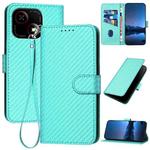 For ZTE Blade A35e 4G YX0070 Carbon Fiber Buckle Leather Phone Case with Lanyard(Light Blue)