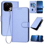 For ZTE Blade A35e 4G YX0070 Carbon Fiber Buckle Leather Phone Case with Lanyard(Light Purple)