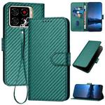 For ZTE Blade A56 4G YX0070 Carbon Fiber Buckle Leather Phone Case with Lanyard(Dark Green)