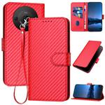 For Sharp Aquos R8 Pro SH-51D YX0070 Carbon Fiber Buckle Leather Phone Case with Lanyard(Red)