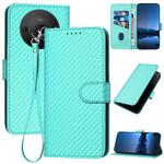 For Sharp Aquos R8 Pro SH-51D YX0070 Carbon Fiber Buckle Leather Phone Case with Lanyard(Light Blue)