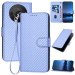 For Sharp Aquos R8 Pro SH-51D YX0070 Carbon Fiber Buckle Leather Phone Case with Lanyard(Light Purple)