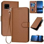 For Sharp Aquos Sense4 YX0070 Carbon Fiber Buckle Leather Phone Case with Lanyard(Coffee)