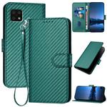 For Sharp Aquos Sense6 YX0070 Carbon Fiber Buckle Leather Phone Case with Lanyard(Dark Green)
