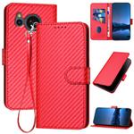 For Sharp Aquos Sense7 YX0070 Carbon Fiber Buckle Leather Phone Case with Lanyard(Red)